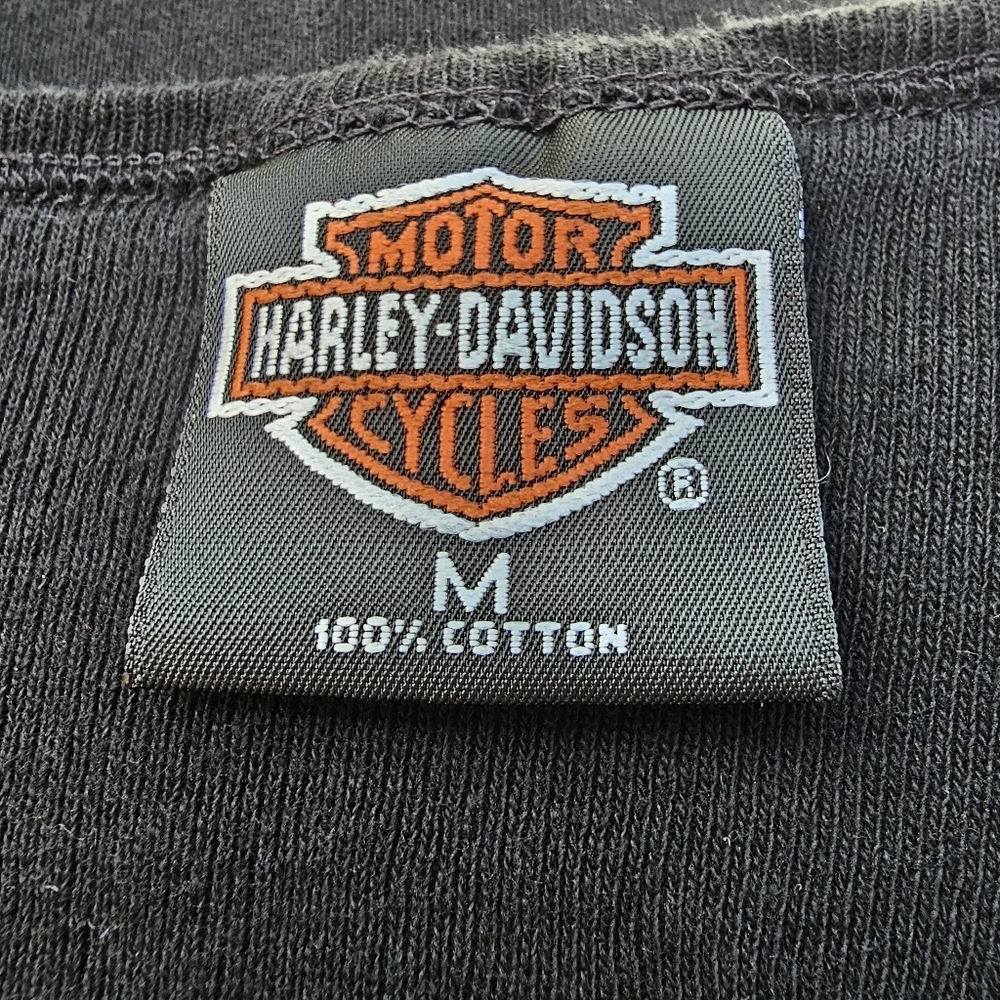 Vintage Harley-Davidson Black Snap-Front Rose Graphic Ribbed Tank Top Size M - Picture 8 of 12